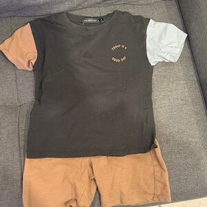 Black and Tan T-Shirt and Shorts Set